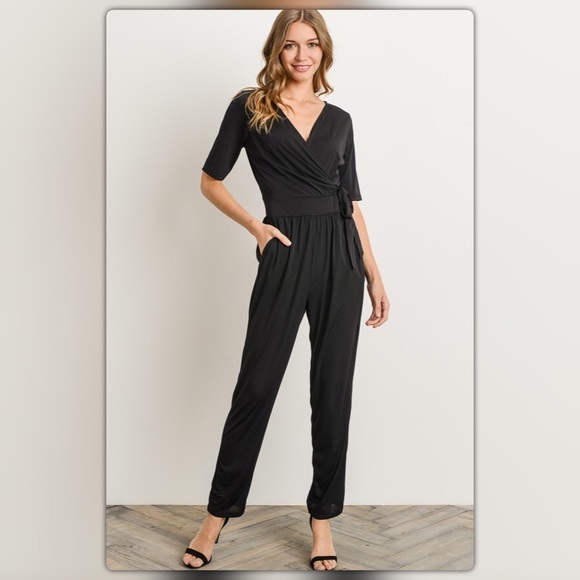 The NEW Boutique Pants - Black Wrap Jumpsuit